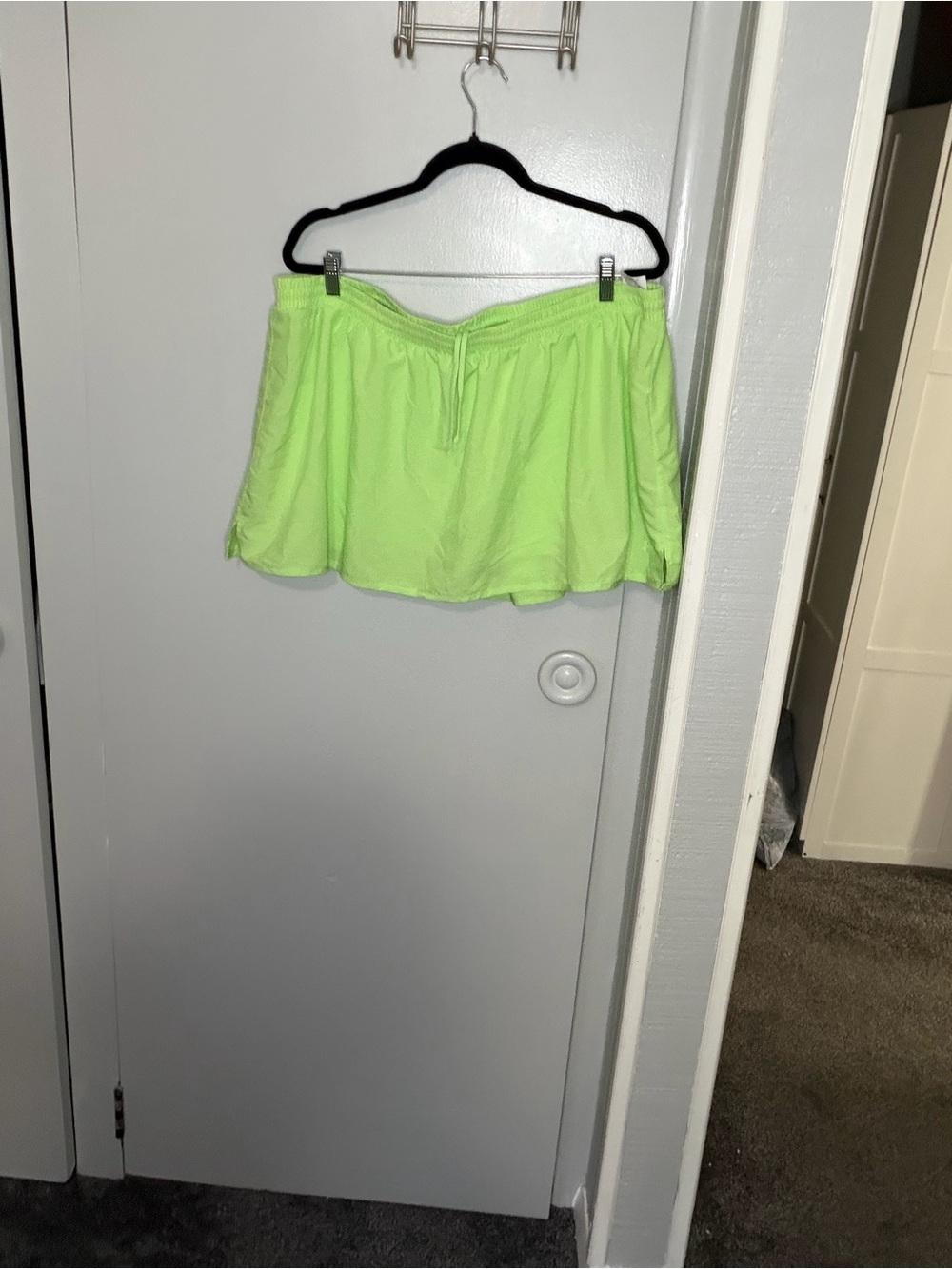 Neon Green Women's Athletic Shorts with Drawstring